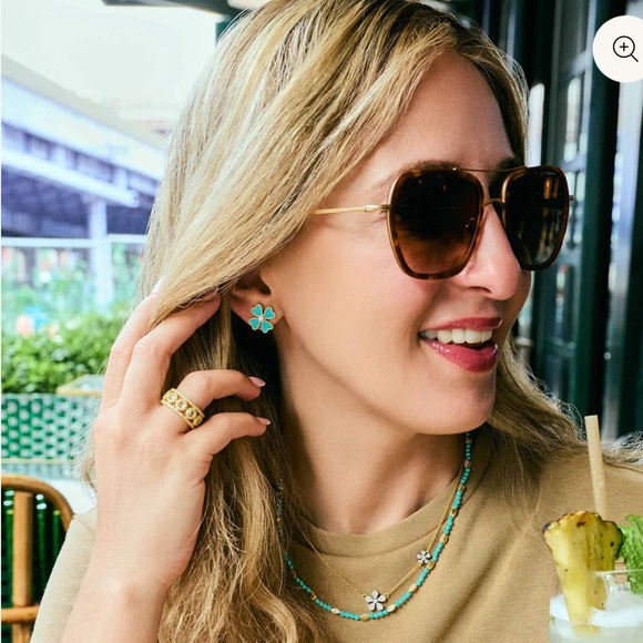 FRIEDA ROTHMAN CITY BLOOMS TURQUOISE STUD EARRINGS NWOT - Picture 3 of 3